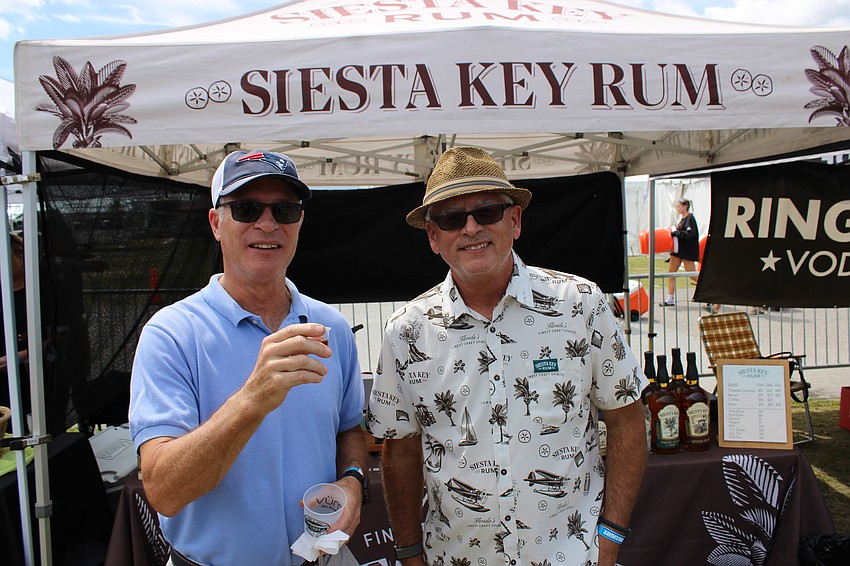 The Meadows' John Bloomfield tastes some Siesta Key Rum as served up by Craig Lubkey.