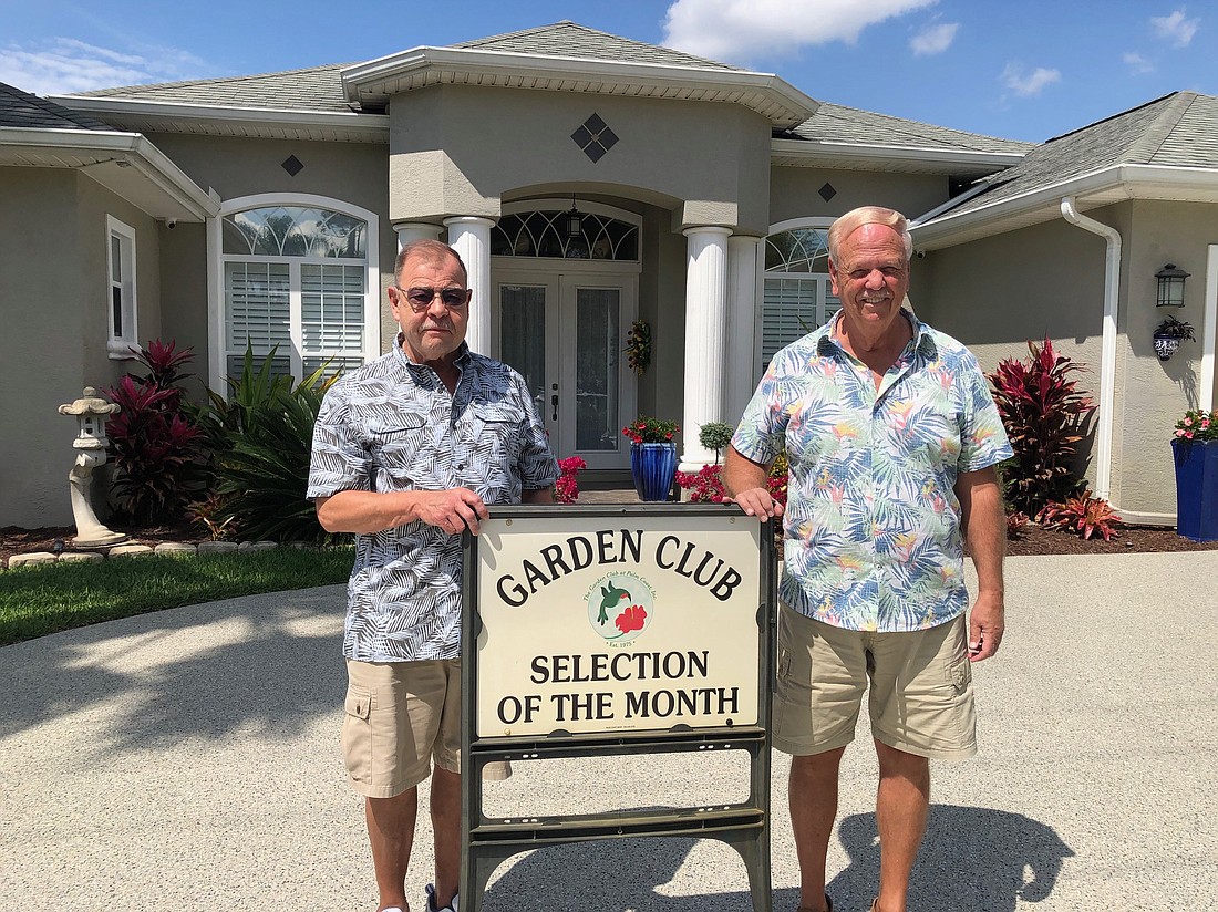 Jeff Milkins' and Steve Parker's garden at Foxhall Lane was chosen as the Garden Club at Palm Coast's April 2024 Selection of the Month. Courtesy of the Garden Club