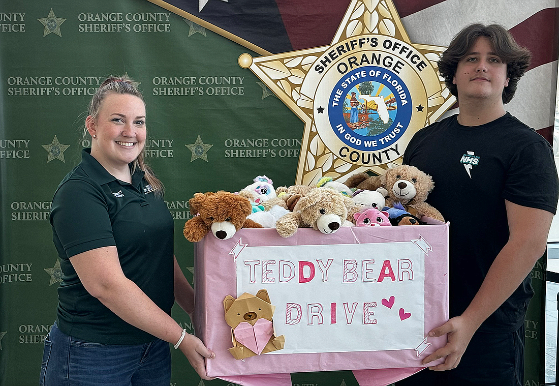 Olympia High senior Jacob Gorberg delivered teddy bears to the Orange County Sheriff’s Office Friday, March 15.