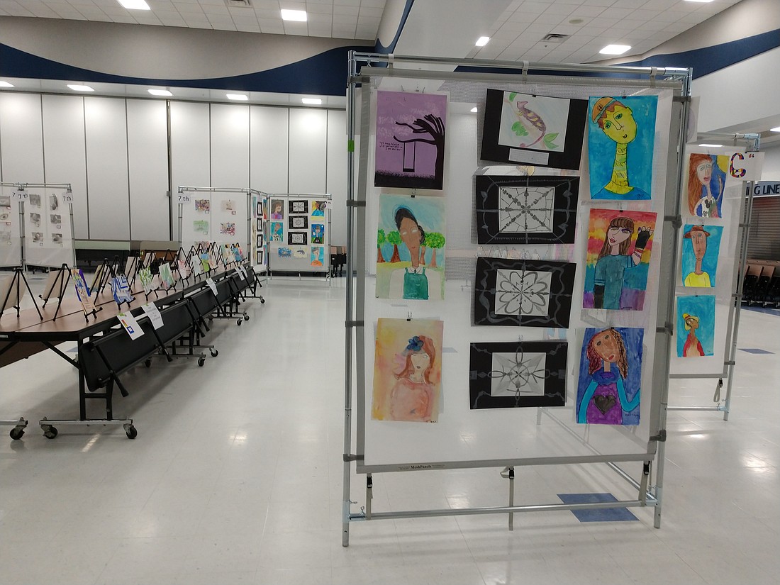Art display panels purchased through an Education Foundation Beaver Toyota Teacher Grant are set up for Buddy Taylor Middle School's winter art show in December. Courtesy photo
