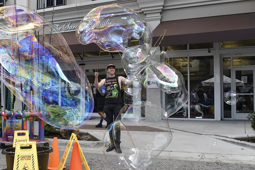 Blaise Ryndes of Spheres Bubble Show, a Tampa-based business featured on America's Got Talent.