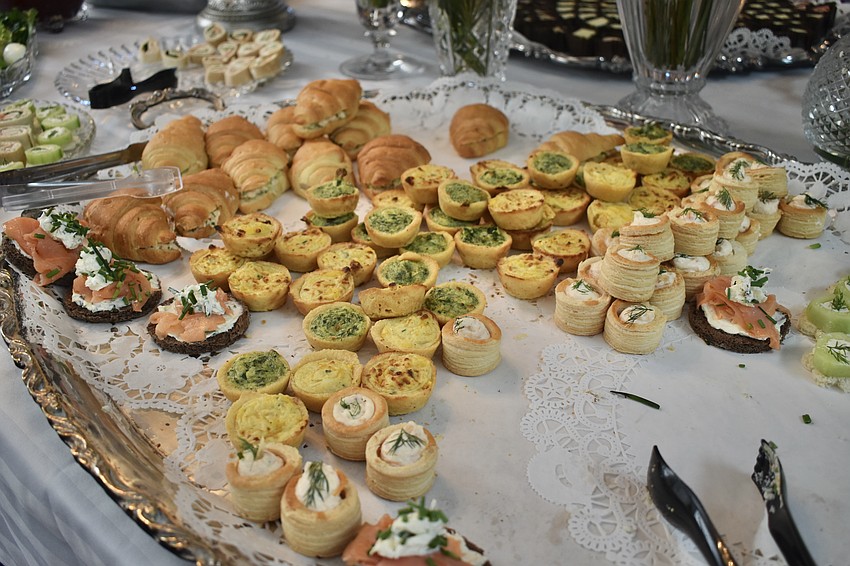A variety of bites and treats were set out on the tea table.
