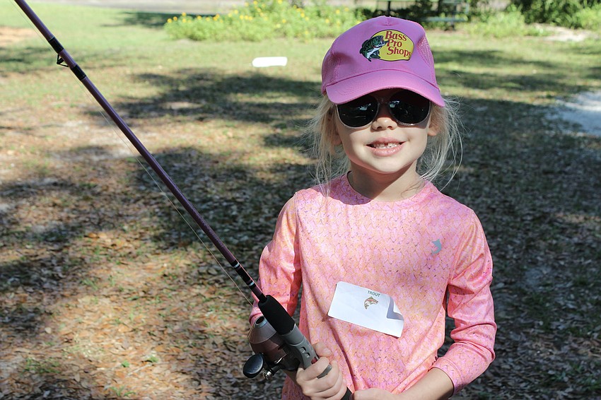 Addelyn Loher, 5, practices casting.