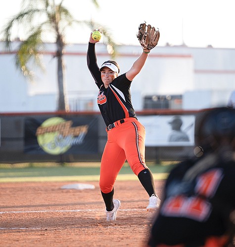 Spruce Creek pitcher Julie Kelley gave up one hit and no earned runs in a win against Matanzas. File Photo by Michele Meyers