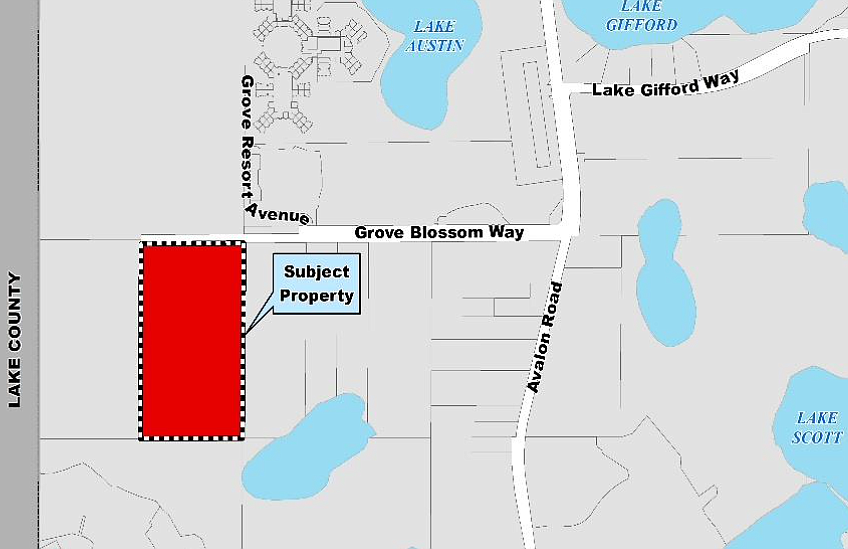 The subject property is located off Grove Blossom Way near the Lake County line.