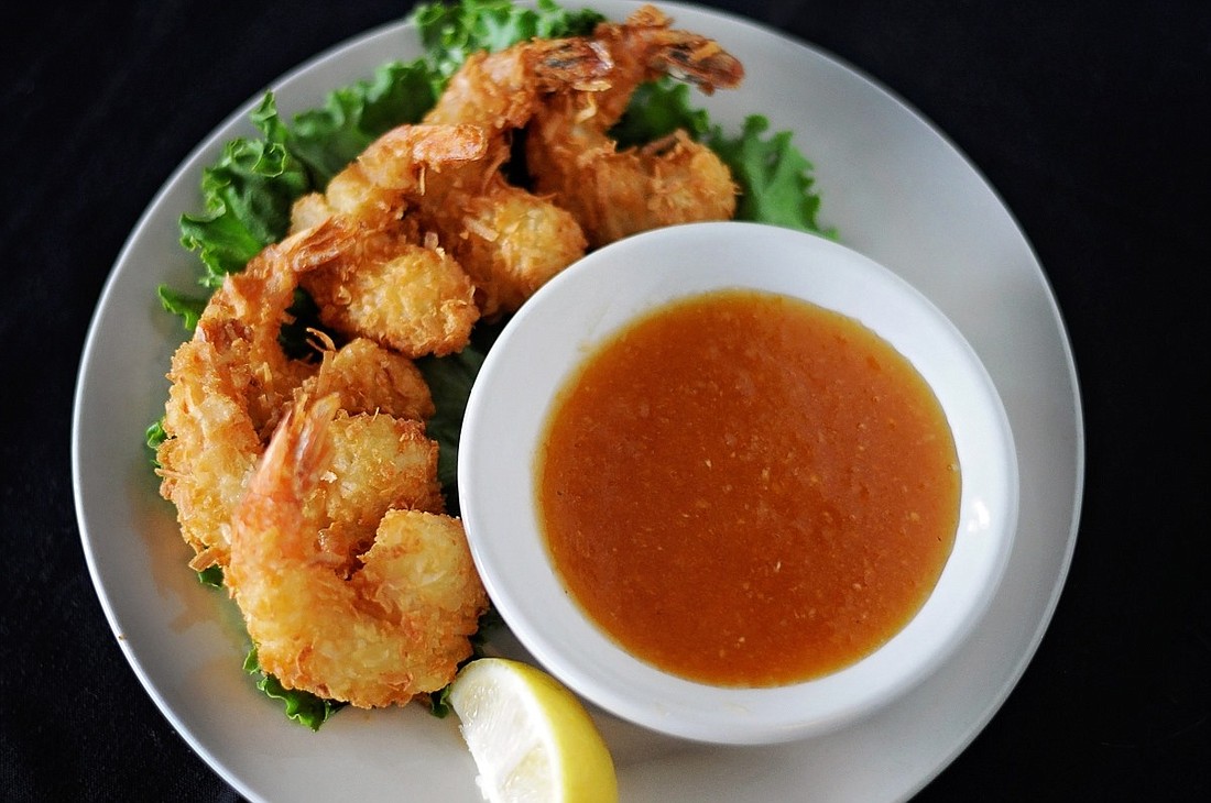 AMOB's apricot-horseradish sauce pairs perfectly with their coconut shrimp dinner ($23.99).