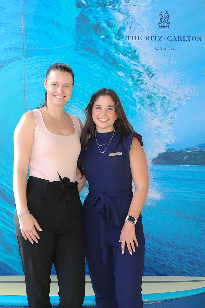 From the Ritz-Carlton Beach Club are Viktoria Tozer and Grace Harvey, who greeted and escorted each guest into the Sarasota Orchestra Masterworks 7 Dinner.