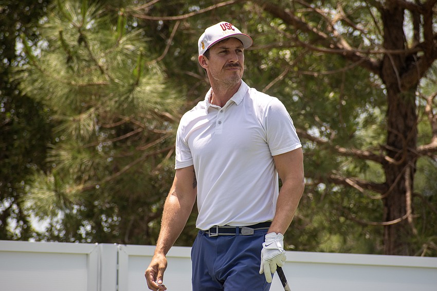 Jamie Lovemark watches his tee shot on the No. 10 hole at Lakewood National Golf Club during the first round of the 2024 LECOM Suncoast Classic. Lovemark shot four under par for the round.