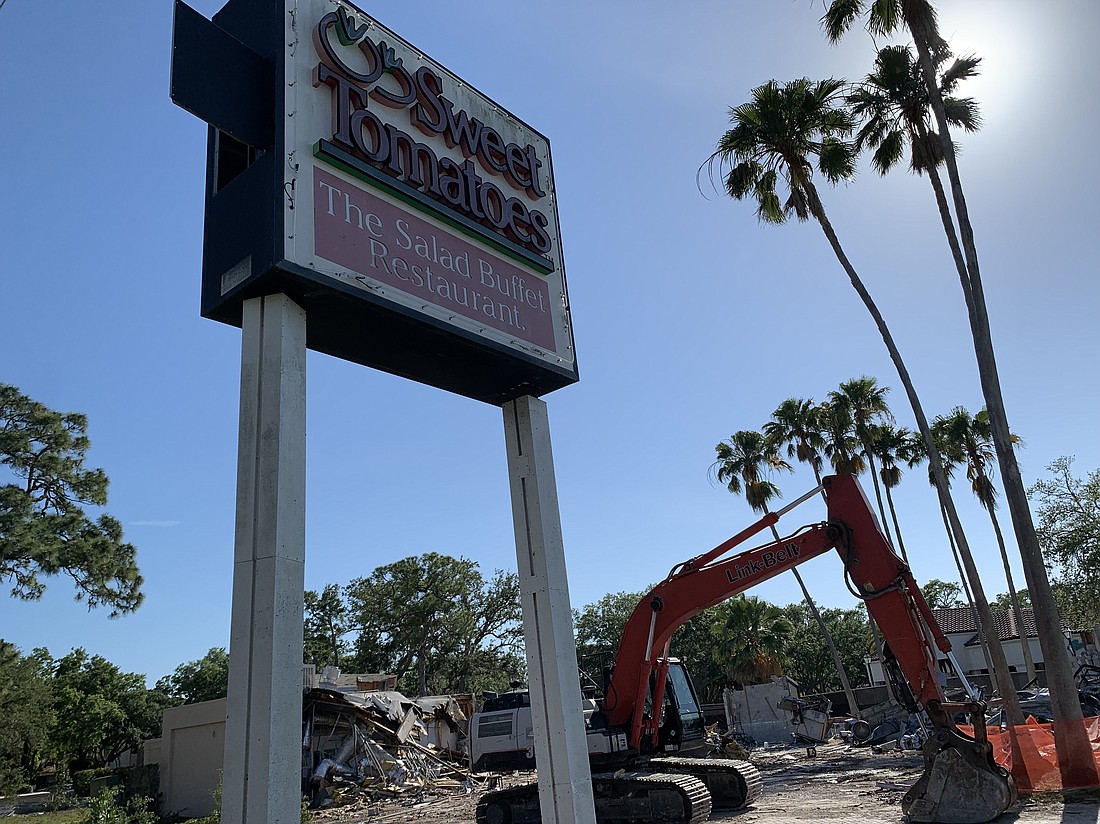 Demolition is underway at the former Sweet Tomatoes site on Tamiami Trail.
