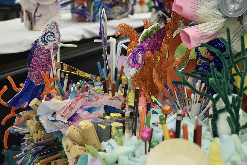 Coral made by Southside Elementary students is displayed at the event.