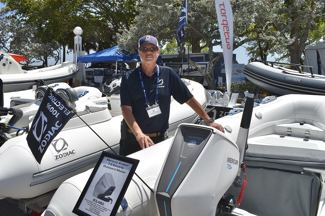 Ed Kolodzieski of Longboat Key company Ultra-Marine enjoyed showcasing what he said are the first Zodiac Nomads, a lightweight boat with an electric motor, in the United States.