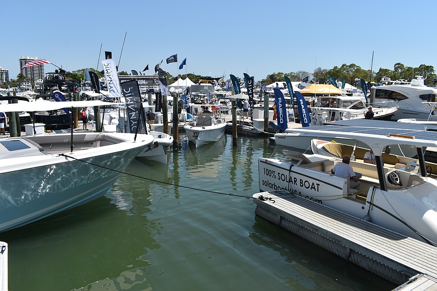 The boat show was set up in the harbor off Bayfront Park.