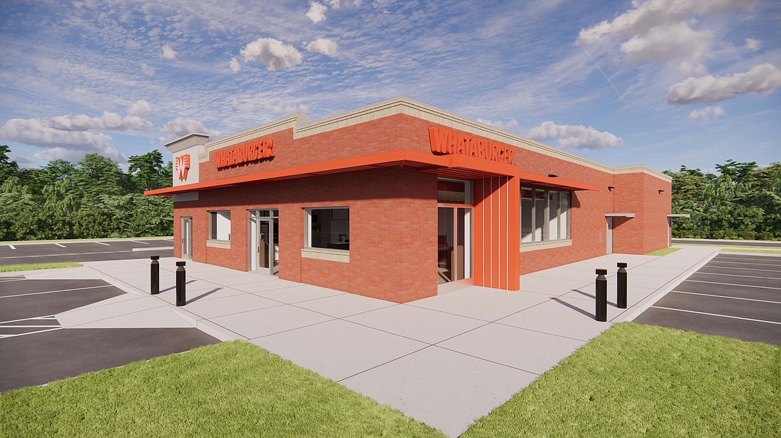 A rendering of the proposed Whataburger at a renovated Applebee’s in West Jacksonville at 625110 3rd St.