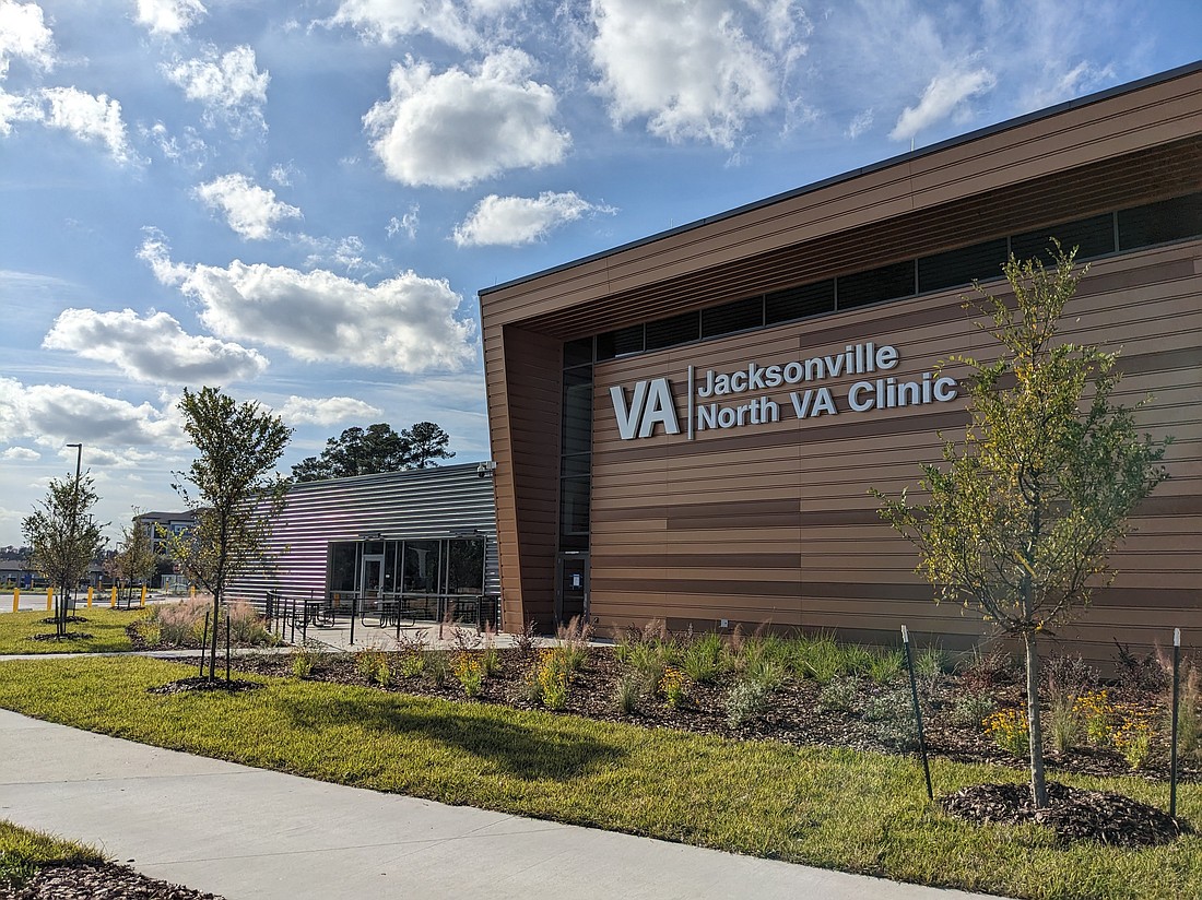 The Jacksonville North VA Clinic and Domiciliary is at 145 Heron Bay Road along Max Leggett Parkway northeast of UF Health North and River City Marketplace.