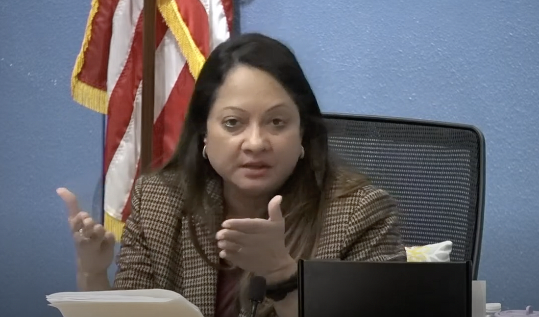 Volusia County Superintendent Carmen Balgobin. Image screenshot for school board meeting live stream