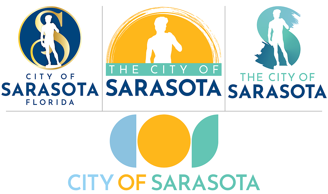 Renderings of four general concepts of the new city logo. The one on the bottom has emerged as the favorite among commissioners.