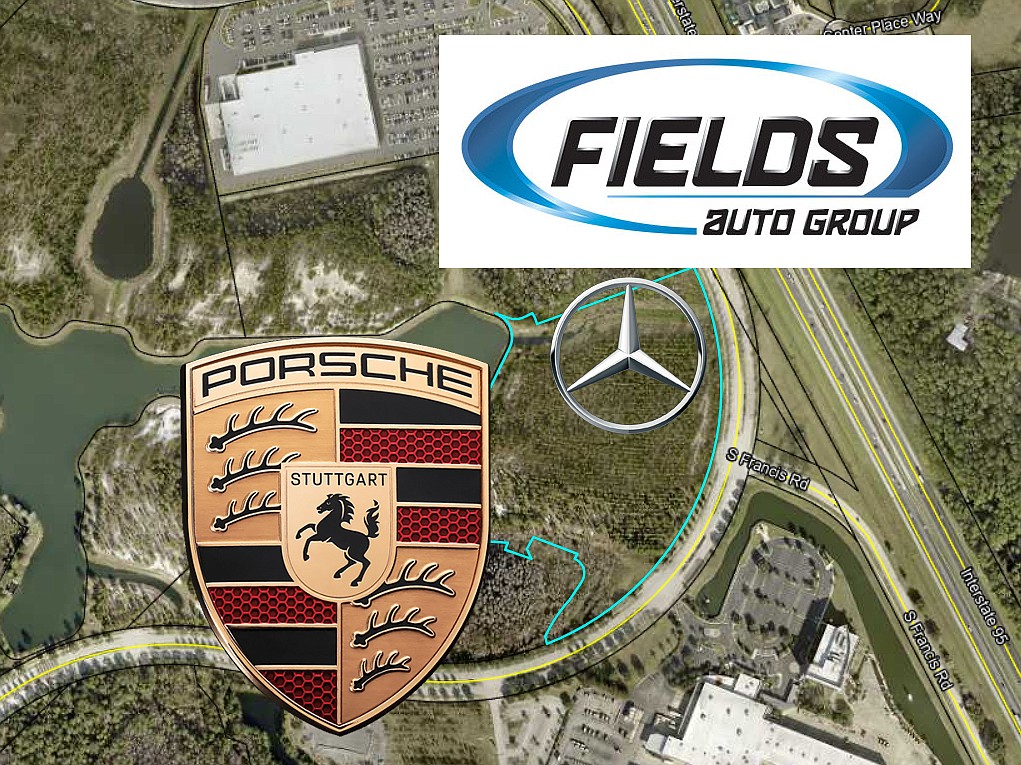 Fields Auto Group is developing this property along World Commerce Parkway south of Buc-ee's, Costco Wholesale and the planned Bass Pro Shops Outdoor World in St. Johns County. So far, it is planning Mercedes and Porsche dealerships.