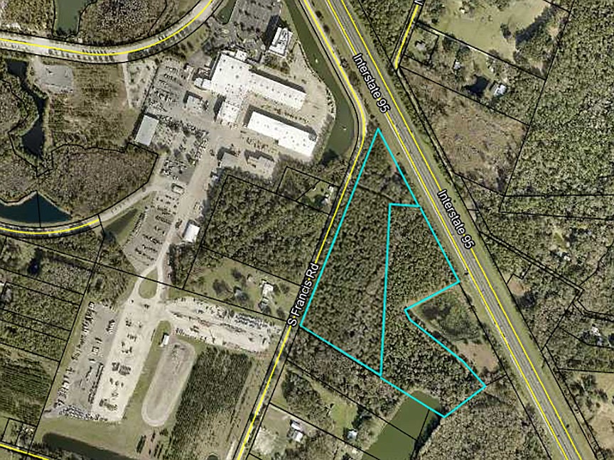 The two parcels of timberland totaling 28.5 acres in St. Johns County are west of Interstate 95 at Francis Road near Ring Power Corp.