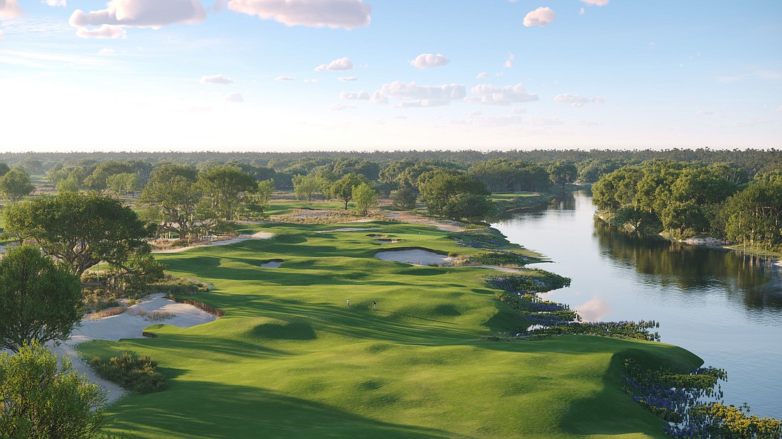 This rendering shows the club's golf course running alongside the Myakka River.
