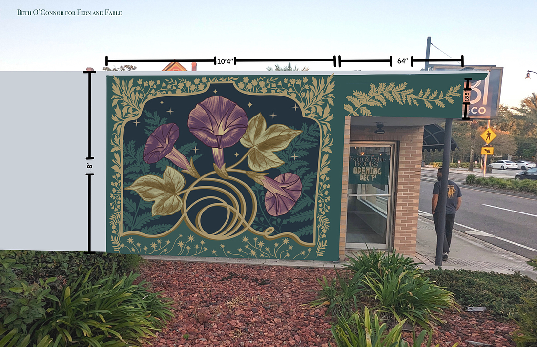 A proposed mural sketch for the exterior of 51 W. Granada Blvd. The mural will be painted by Ormond Beach artist Beth O’Connor. Photo courtesy of the city of Ormond Beach