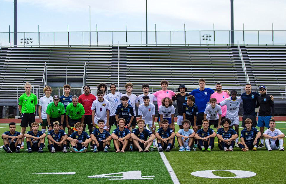 Current FC players and local high school soccer all-stars played a friendly at the New Smyrna Beach stadium on April 27. Courtesy photo