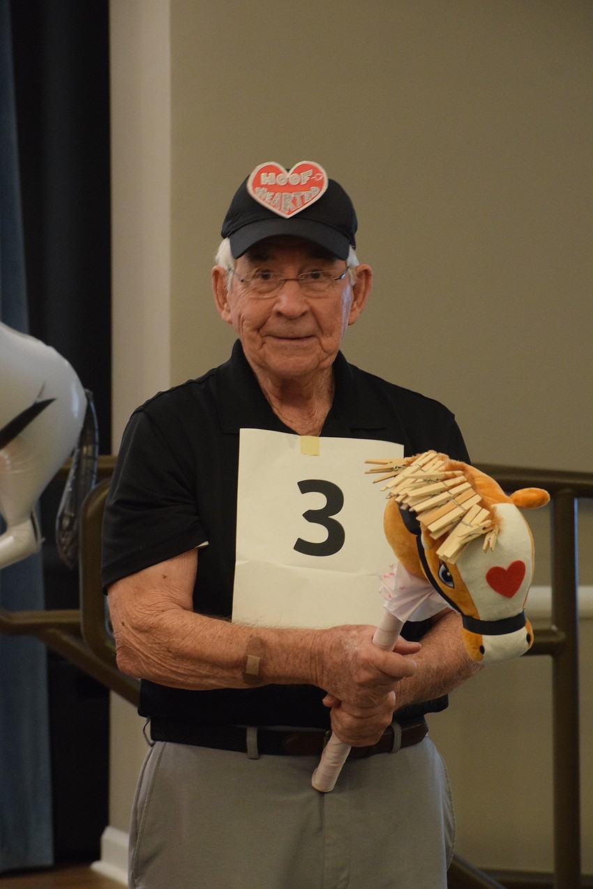 Grand Living at Lakewood Ranch's Jack Bachtell gets the most laughs with his horse's name, Hoof Hearted.
