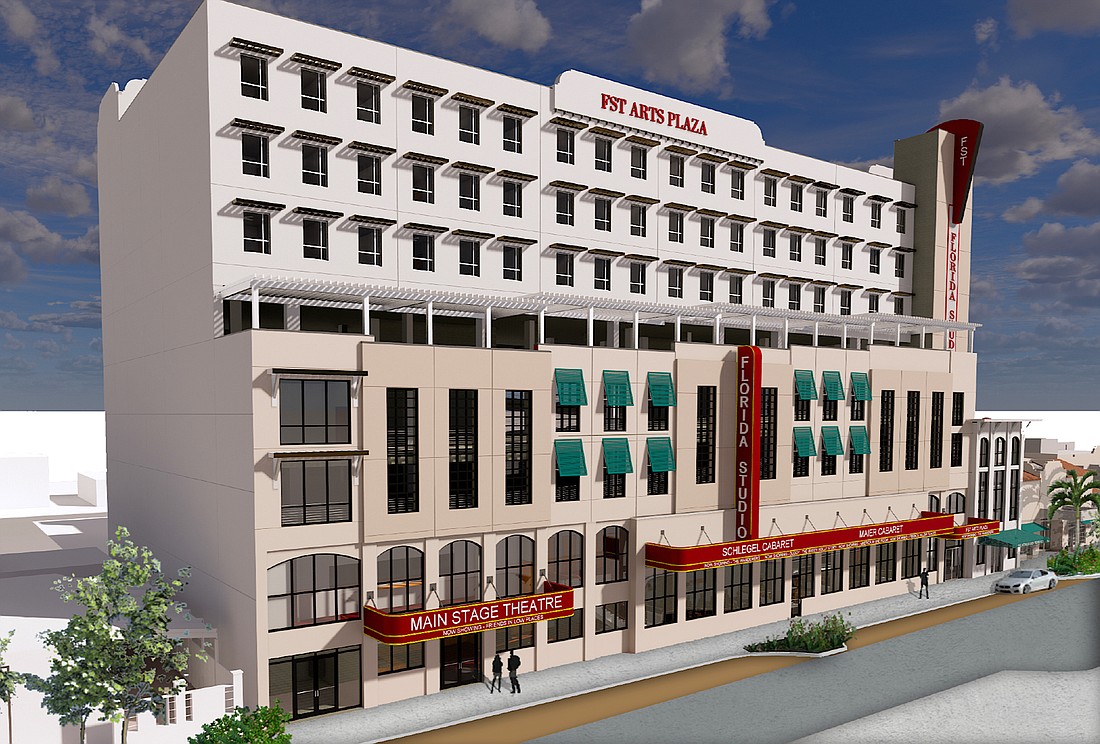 Florida Studio Theatre's Arts Plaza will include three new performance spaces, a three-level parking deck and apartments for arts workers and guest performers.