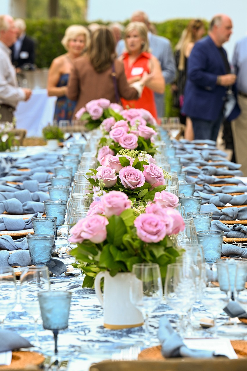 Tables for dinner were set up in the museum's courtyard.