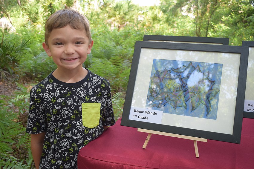 Gene Witt Elementary School first grader Reese Woods is excited to showcase his work during Artists on the Path.
