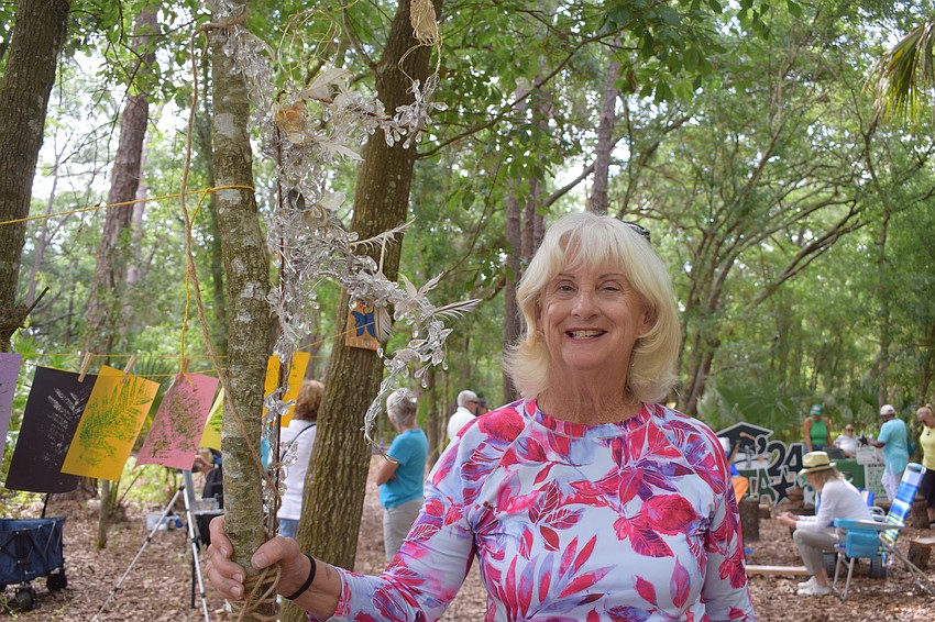 Toni Muirhead has loved creating beaded art to hang on trees along the Peaceful Path.
