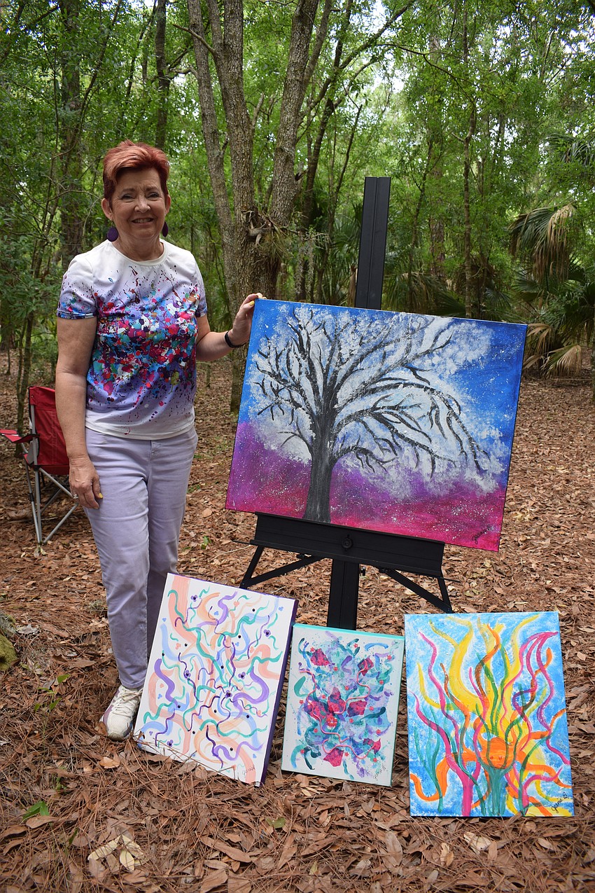 University Park's Jeanie Blazey loves creating abstract and whimsical art. She loves using bright colors and playing with shapes.