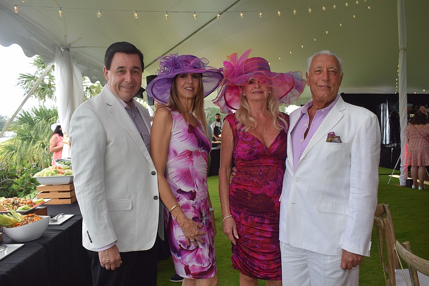 Peter Calamaras, Bernadatte Calamaras, Ramona Glanz and Andrew Vac at the Longboat Key Club Kentucky Derby party.