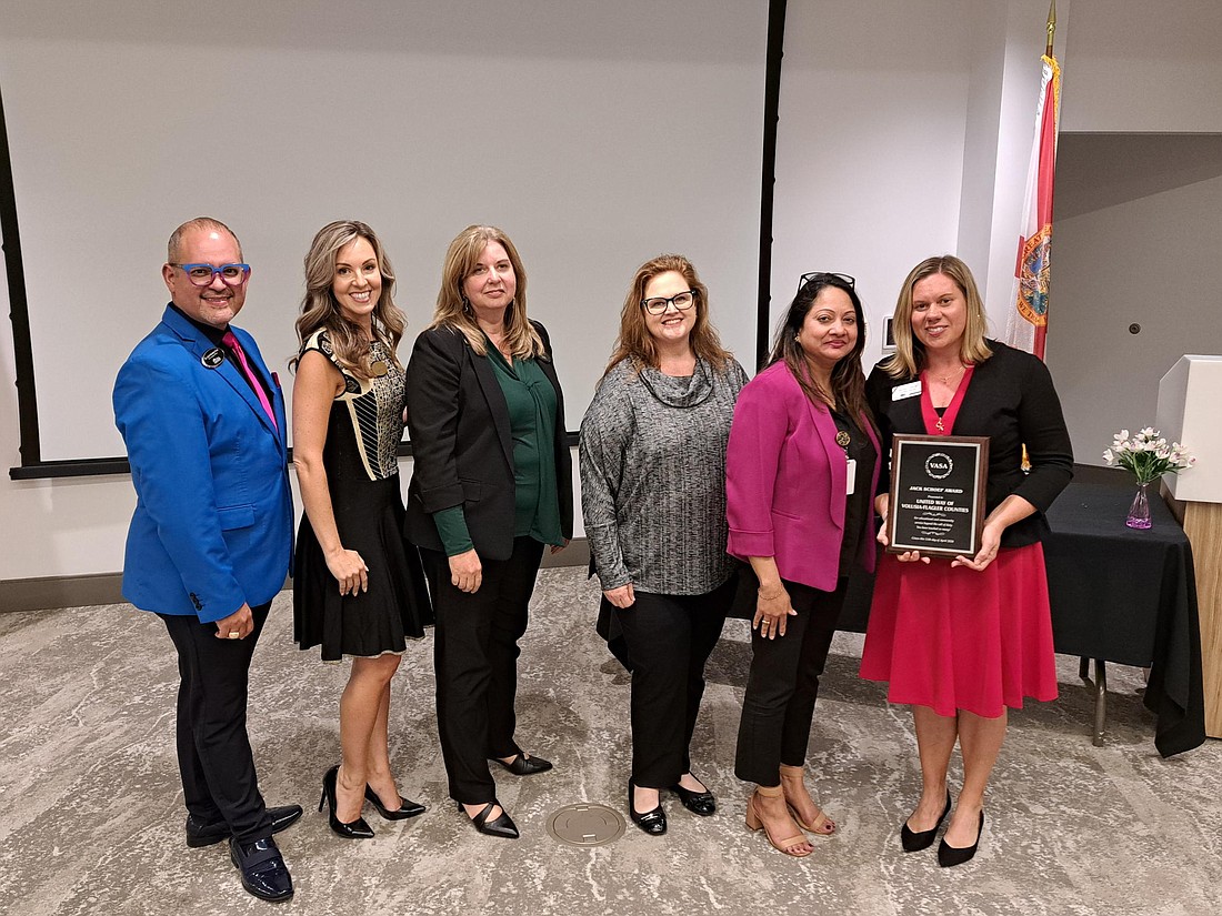 Dr. Julio Nazario-Valle, Ed.D. Chief Academic Officer Volusia County Schools; Jessie Thompson, District 3 School Board Member Volusia County Schools; Dr. Rachel Hazel, Deputy Superintendent Volusia County Schools; Anita Burnette, District 2 School Board Member Volusia County Schools; Dr. Carmen J. Balgobin, Superintendent Volusia County Schools; Amanda Lasecki, Vice President of Operations Community Foundation and United Way of Volusia-Flagler Counties. Courtesy photo