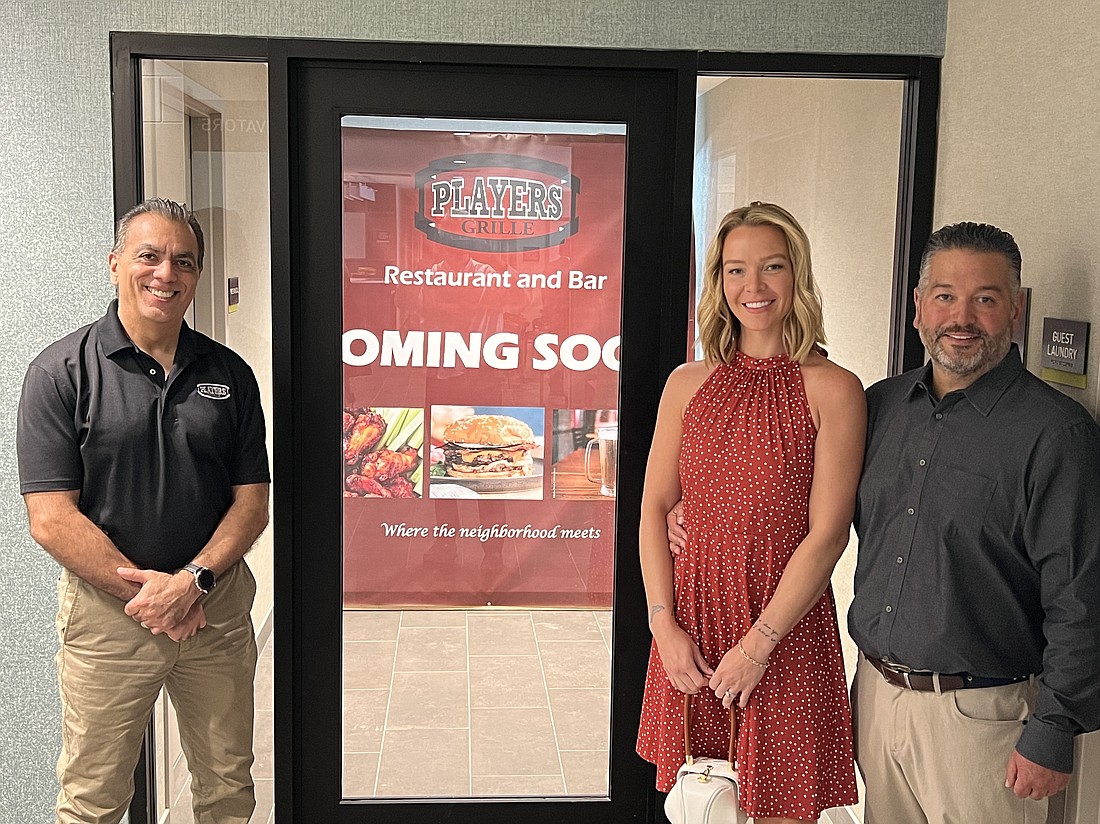Players Grille CFO Dominic Raices and owners Phil and Megan Visali will be opening the newest Players Grille in the late summer.