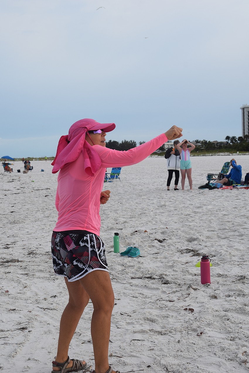 Christine Adelman came to visit her daughter Kathryn Adelman while she taught her first mother-daughter workout beach boot camp.