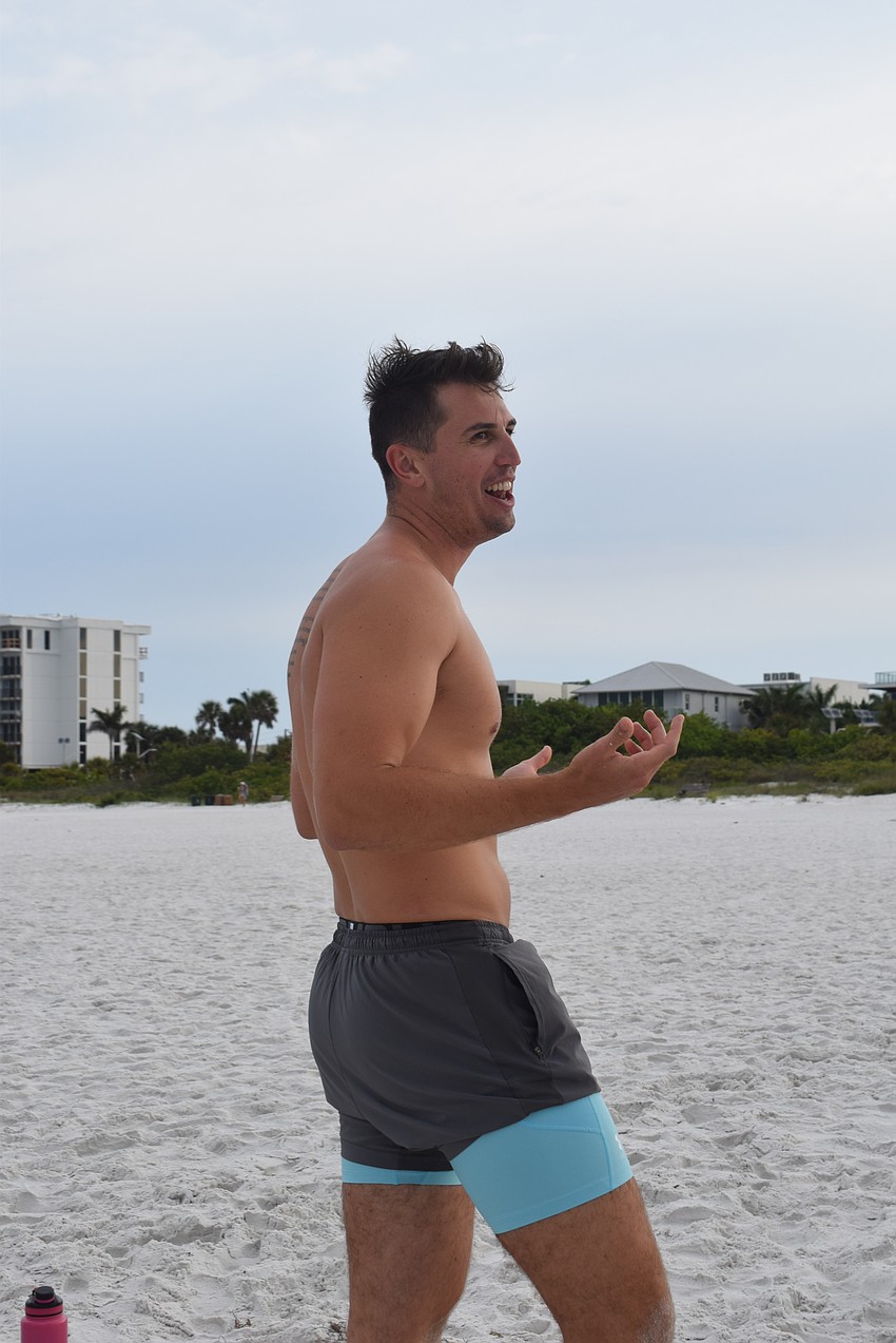 Trainer Kathryn Adelman let her brother Westley join the mother-daughter workout beach bootcamp to make him feel included.