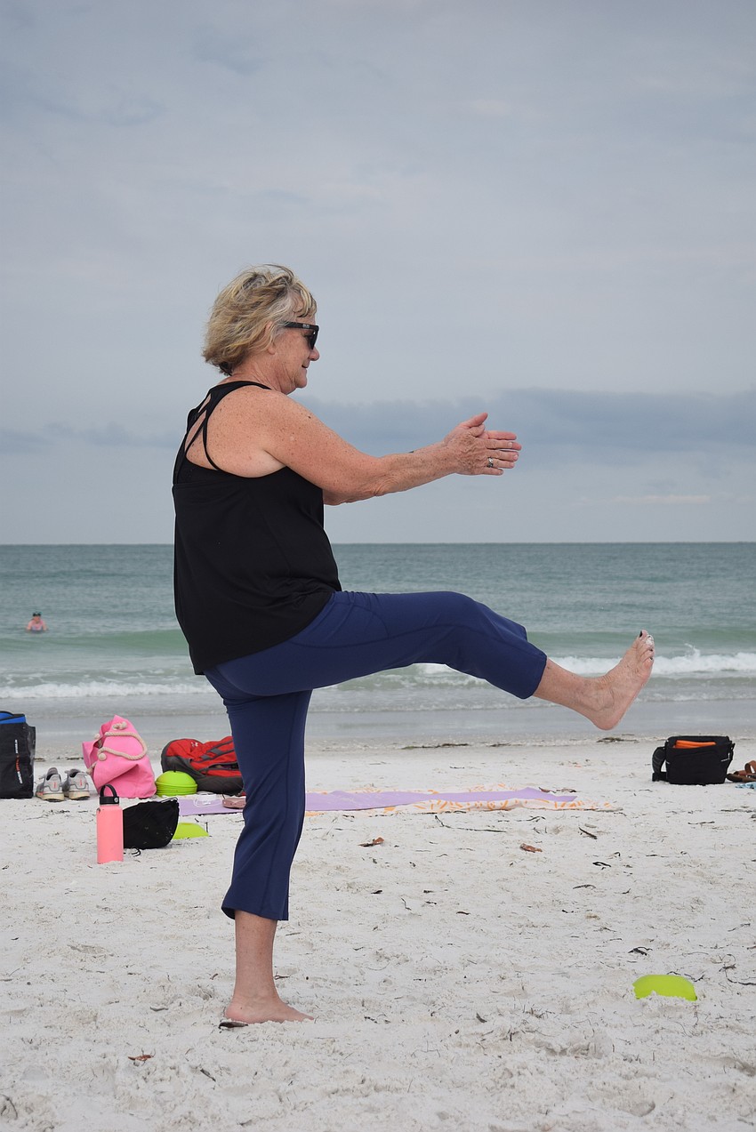 Jill Gilfillan Bower creates exercises for her daughter to follow while mirroring each other.