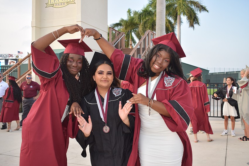 Braden River High's Emilie Colas, Naydeli Palacios and Marsha Joseph have been friends since fifth grade.