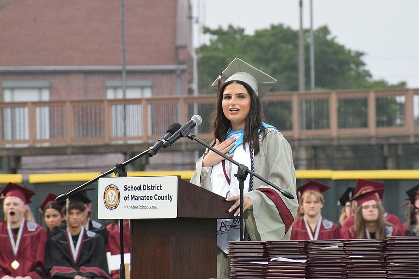 Braden River High's Jean Itraish encourages her fellow graduates to chase their dreams with confidence.