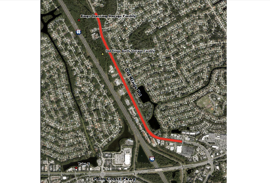 The planned Old Kings North widening project. From Palm Coast City Council meeting documents