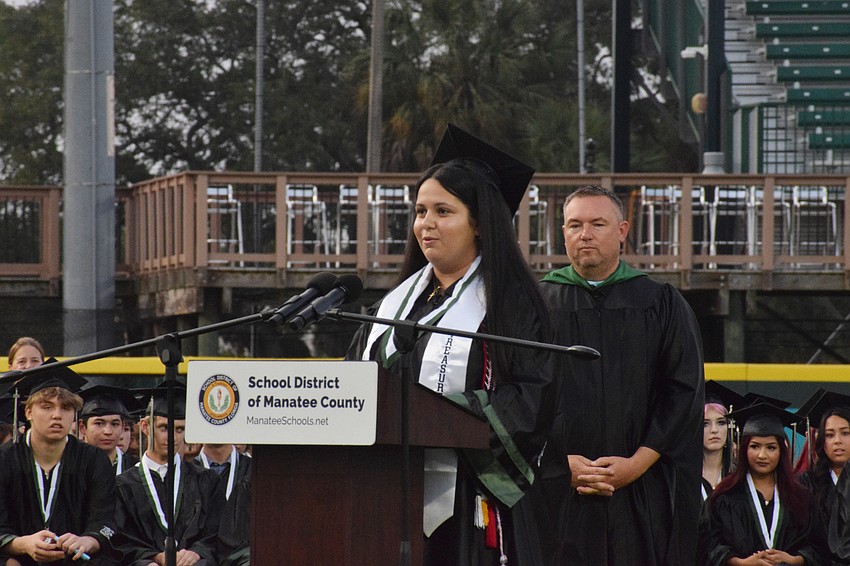 Lakewood Ranch High School's Joyce Gad asks her classmates to embrace the present.