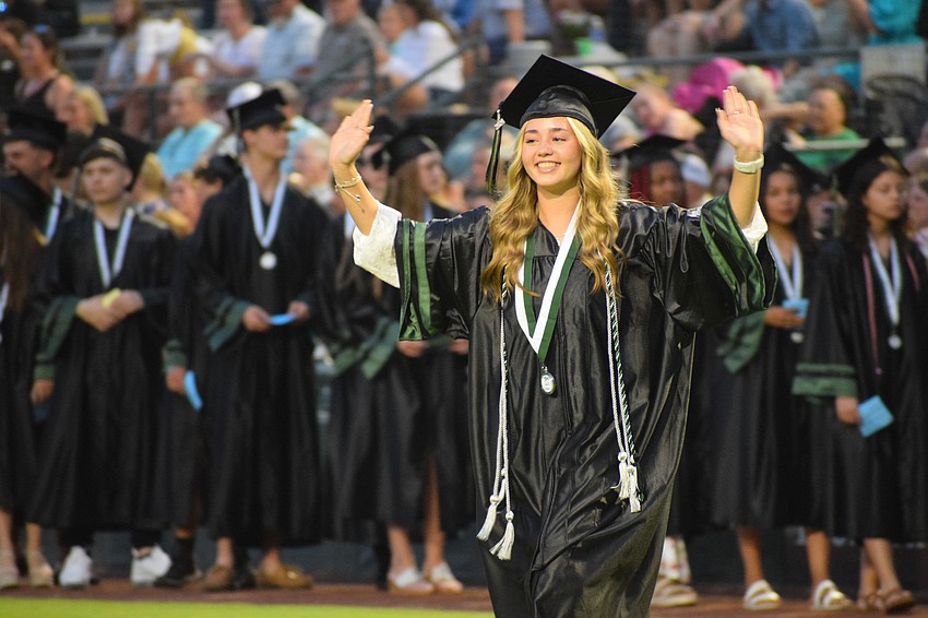 Ava Horne, a Lakewood Ranch High School graduate, dances her way across the field.
