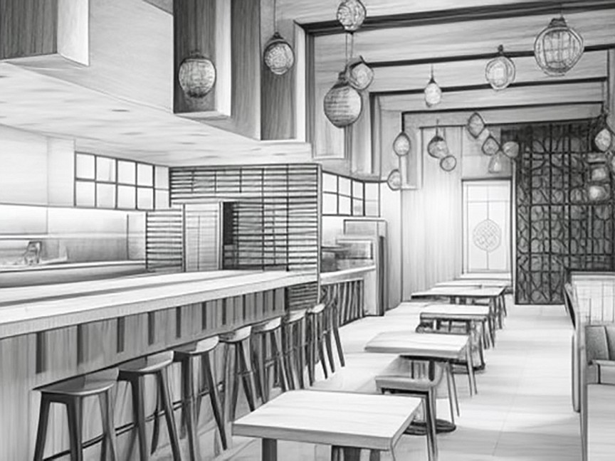 A rendering of the restaurant Izakaya Ko planned at 1198 Beach Blvd. in Jacksonville Beach.