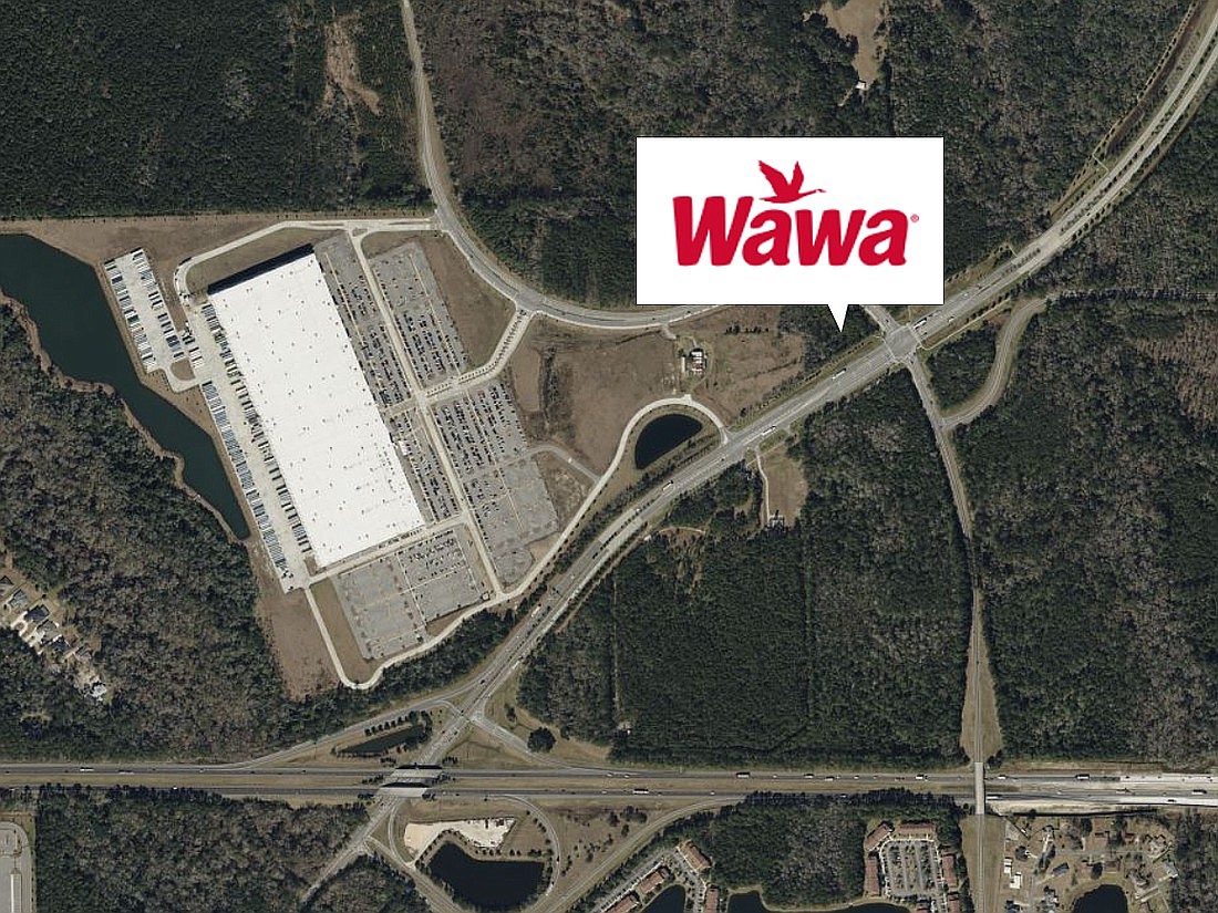 The Wawa site near the Amazon fulfillment center at southwest Pecan Park Road and International Airport Boulevard. It is about a half-mile northeast of Interstate 295.