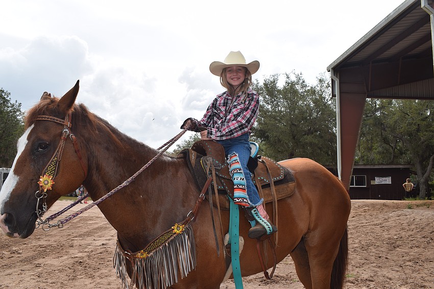 First grader Dakota Bryant is ready to show off her skills to her friends and classmates. She is one of 21 Myakka City Elementary students participating in the rodeo.