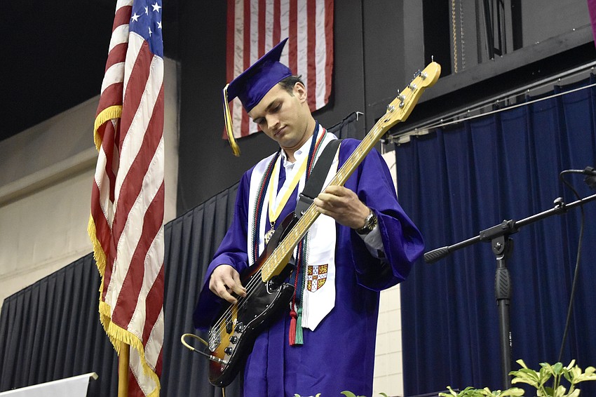 Noah White plays with the VPA jazz seniors.