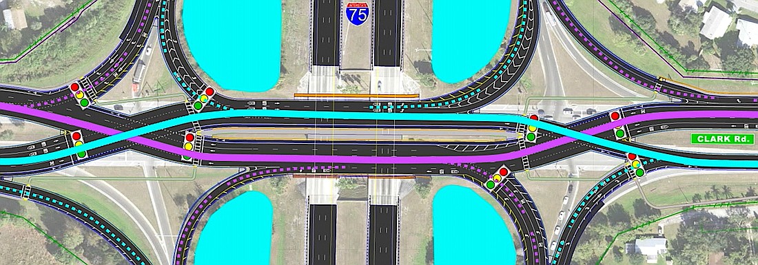 Work on the Clark Road diverging diamond interchange at I-75 will be completed on June 2.