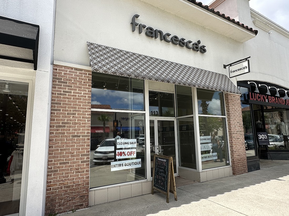 The Francesca’s women’s clothing store is closing at St. Johns Town Center.