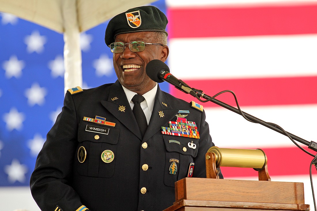 Retired U.S. Army Col. Calvin Wimbish delivered a moving speech at Woodlawn's 2023 Memorial Day Service.