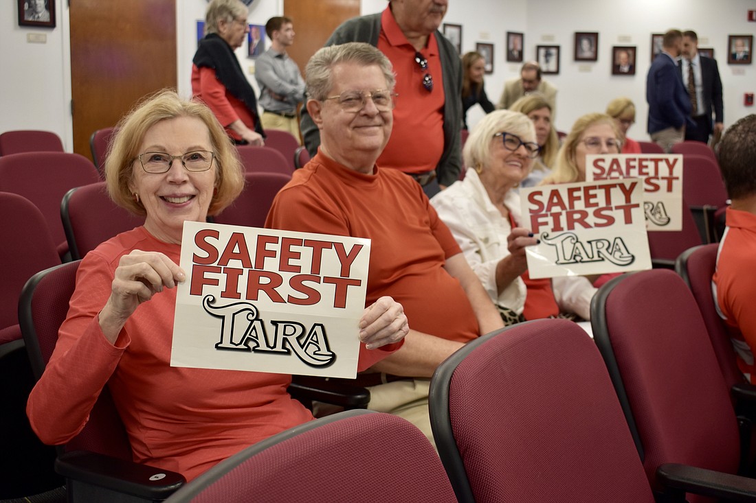 Jean Myers, Ralph Pusheck, Barbara DiPalma and Susan O'Brien are most concered with the traffic impacts a residential complex would have on the intersection of Tara Boulevard and State Road 70.